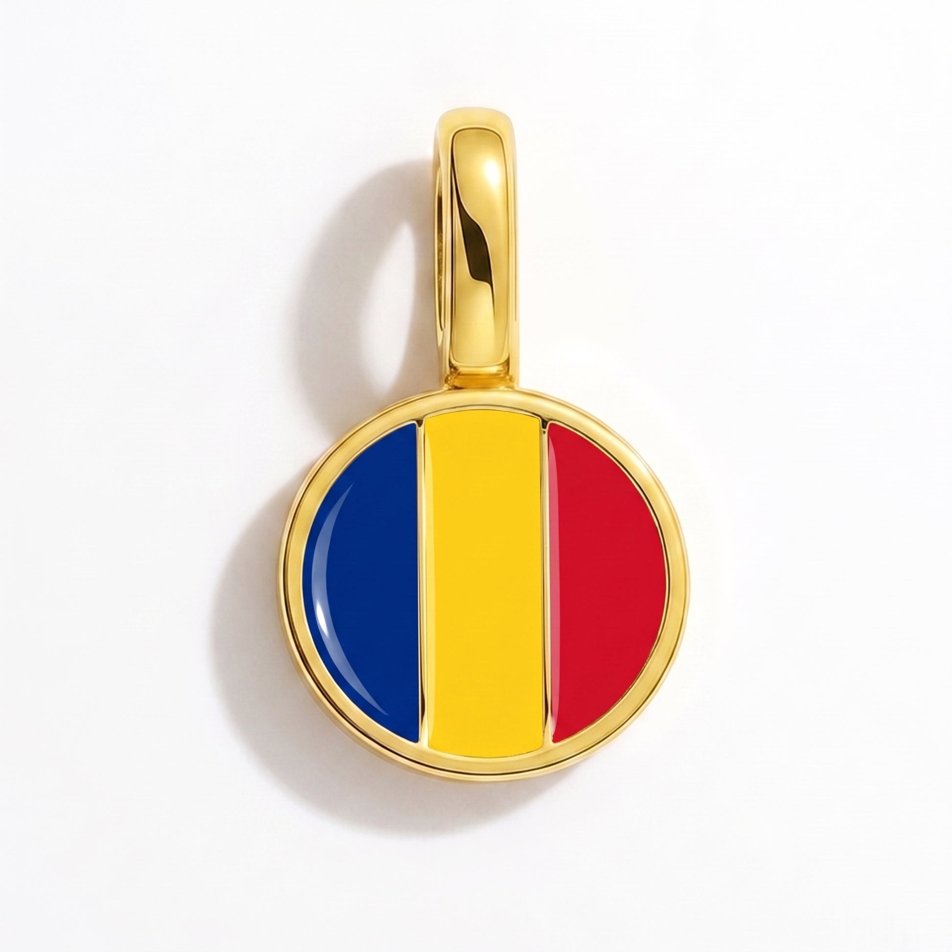 Charm bandera Rumania – redonda oro