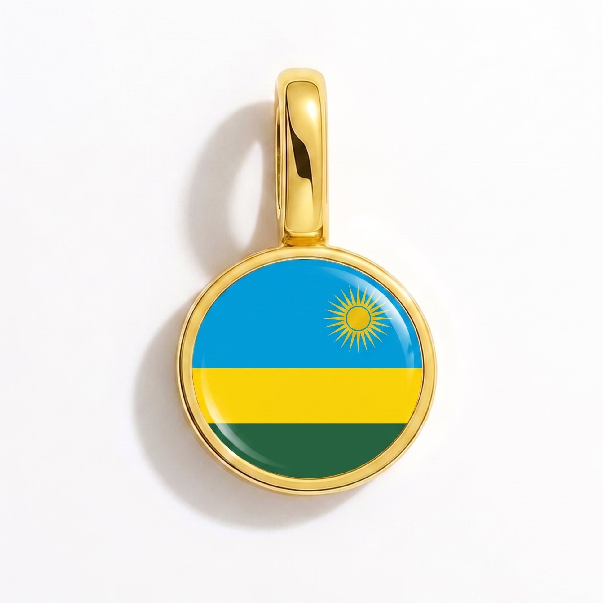 Charm bandera Ruanda – redonda oro