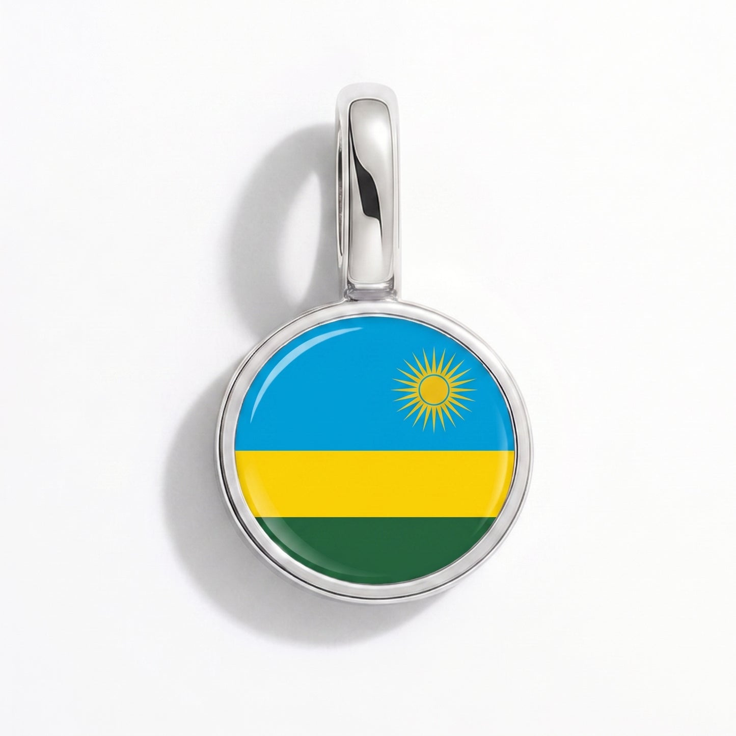 Charm bandera Ruanda – redonda plata