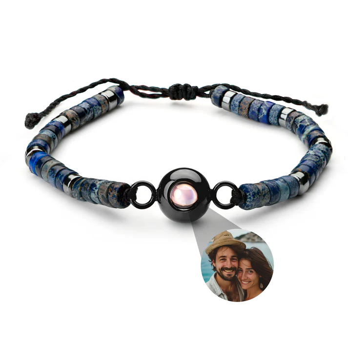 Pulsera con foto personalizada - Piedra Preciosa Heishi