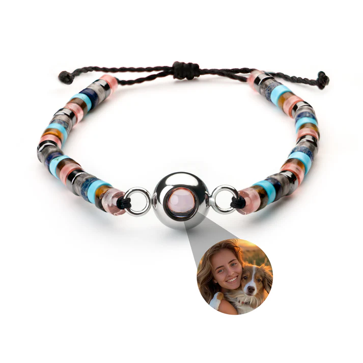 Pulsera con foto personalizada - Piedra Preciosa Heishi