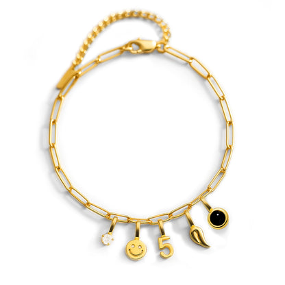 Pulsera de charms tipo paperclip - personalizable