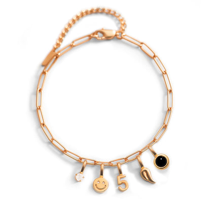 Pulsera de charms tipo paperclip - personalizable