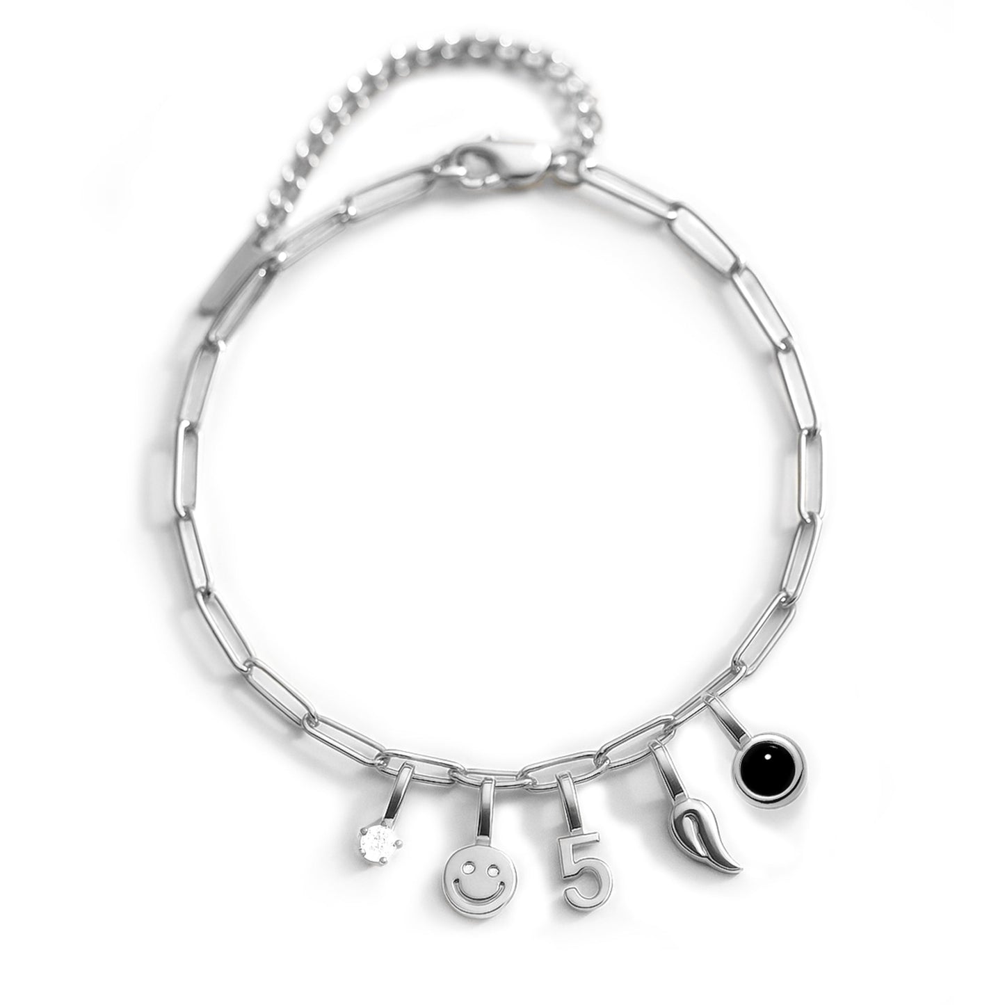 Pulsera de charms tipo paperclip - personalizable