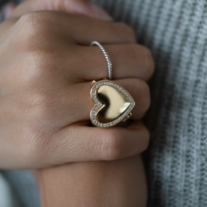 Anillo Medallón con Foto - Corazón