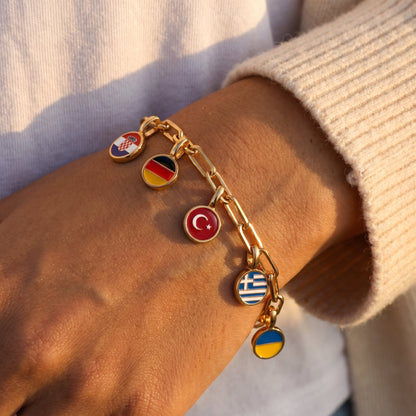 Pulsera con Charms de Países – Oro
