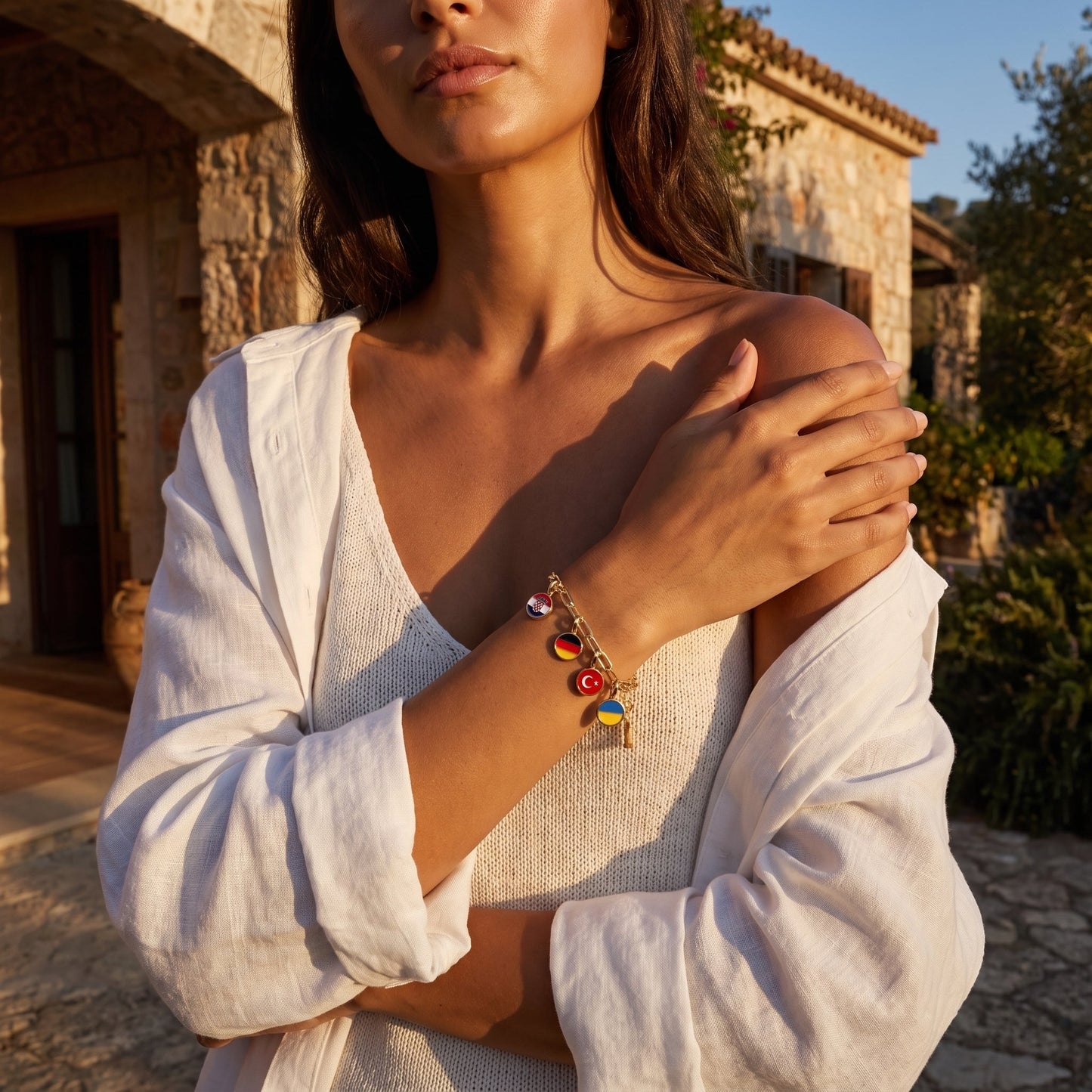 Pulsera con Charms de Países – Oro