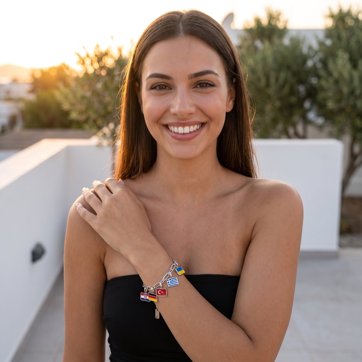 Pulsera con Charms de Países – Plata
