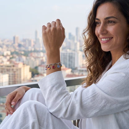 Pulsera con Charms de Países – Plata