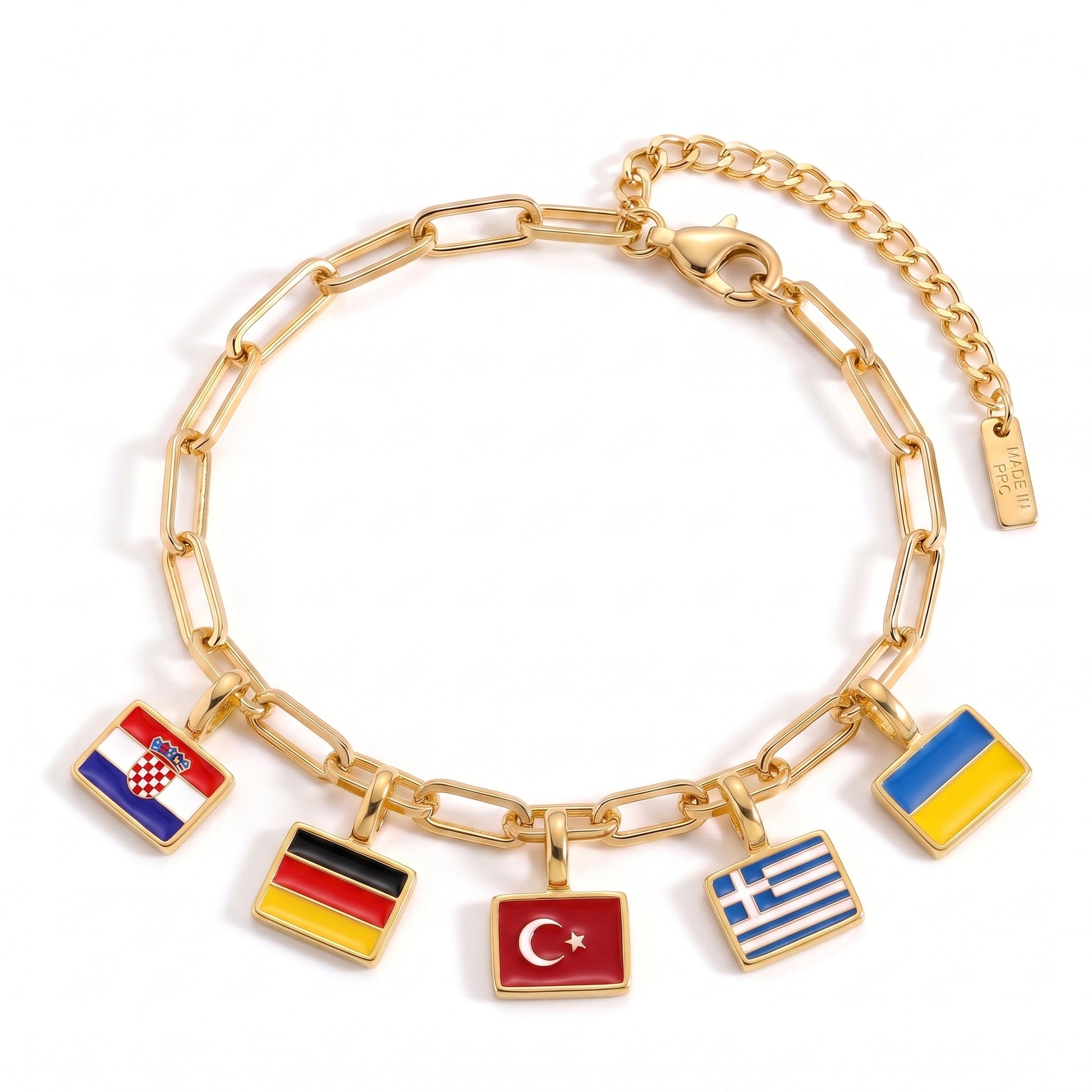 Pulsera con Charms de Países – Oro