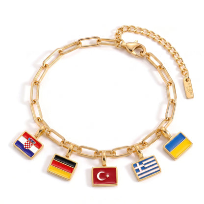 Pulsera con Charms de Países – Oro