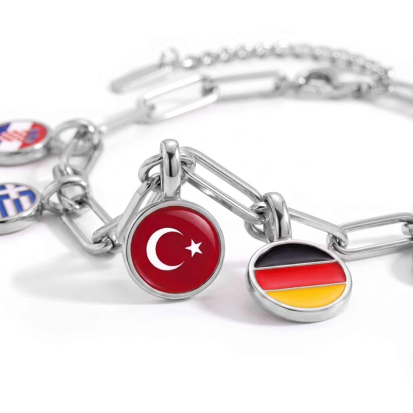 Pulsera con Charms de Países – Plata