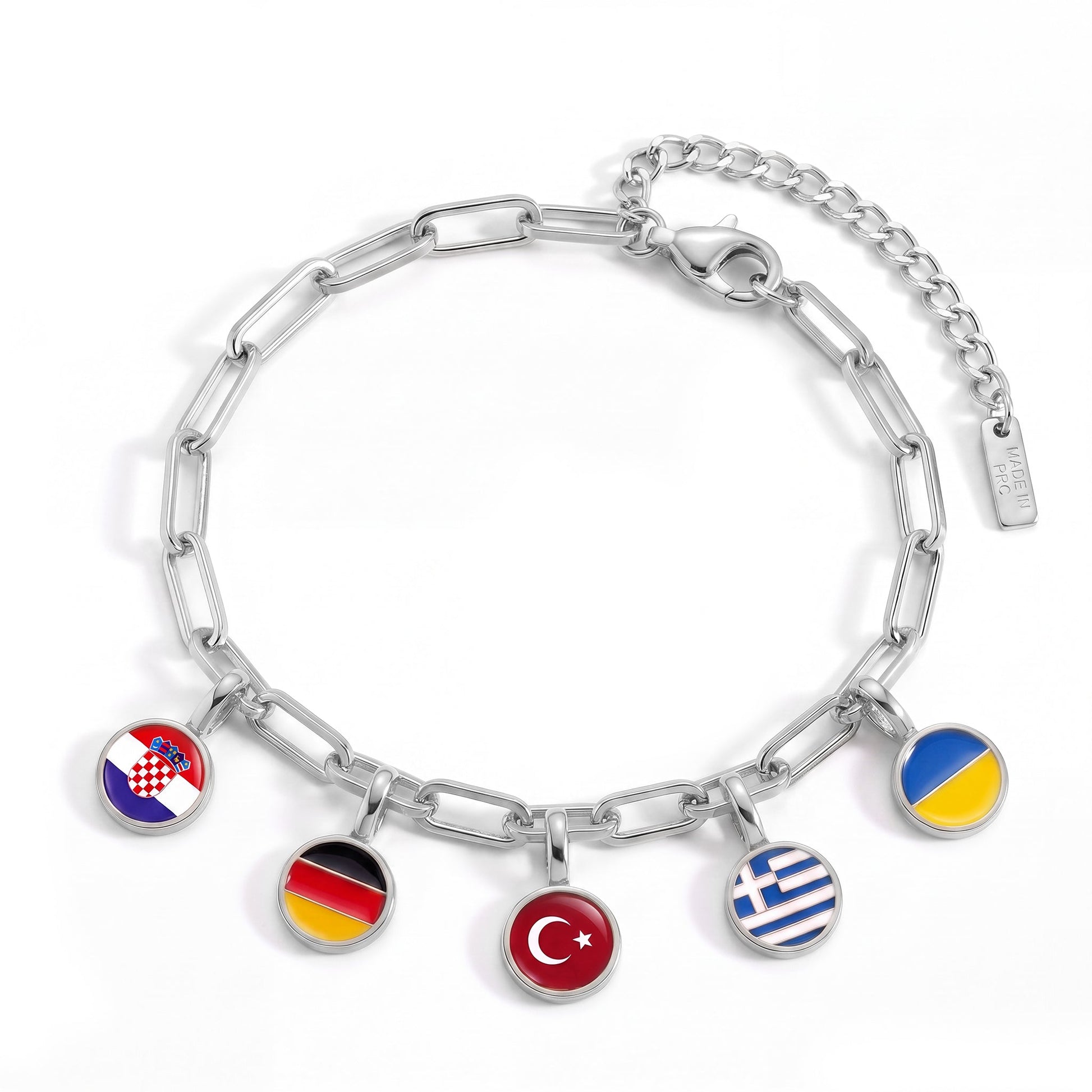 Pulsera con Charms de Países – Plata