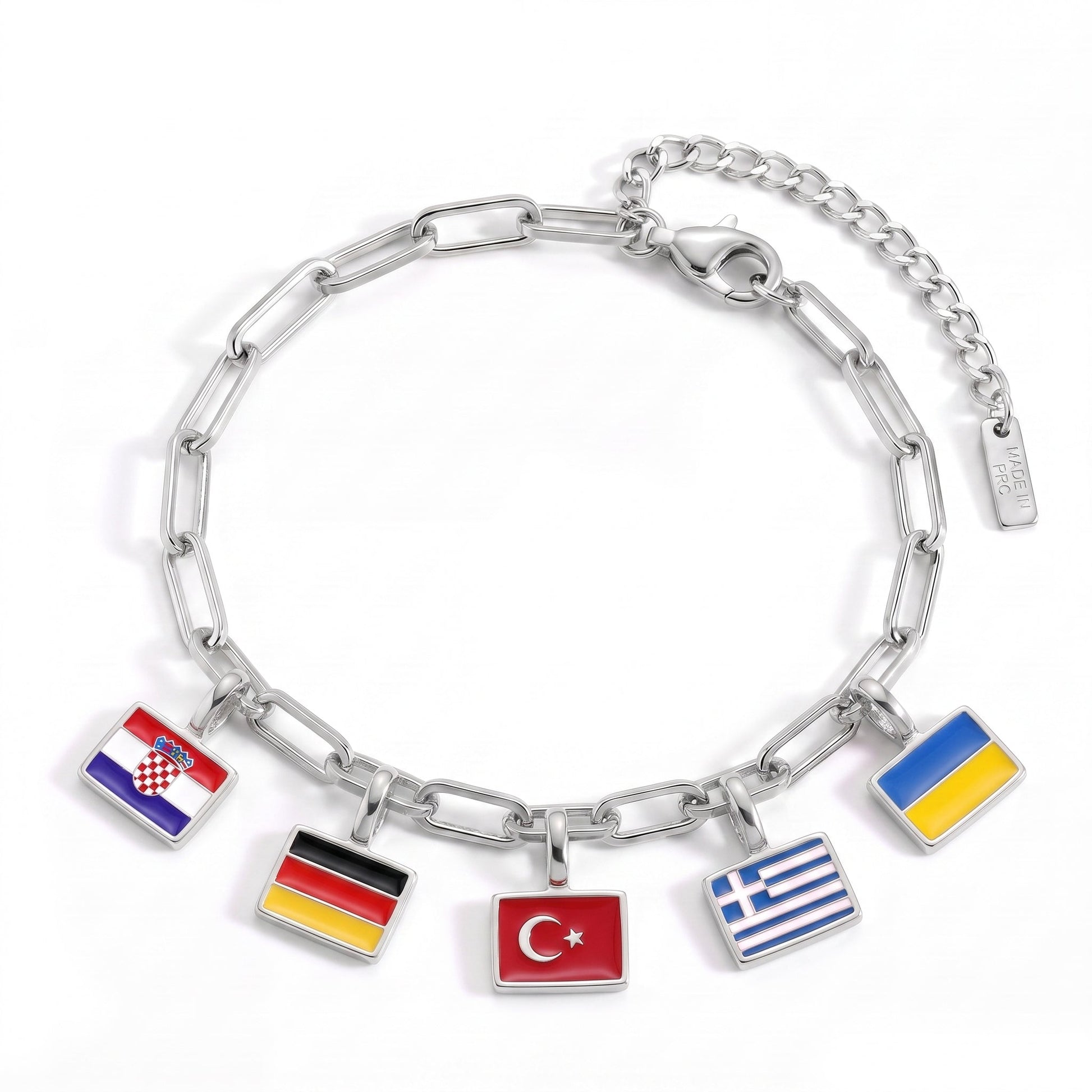 Pulsera con Charms de Países – Plata