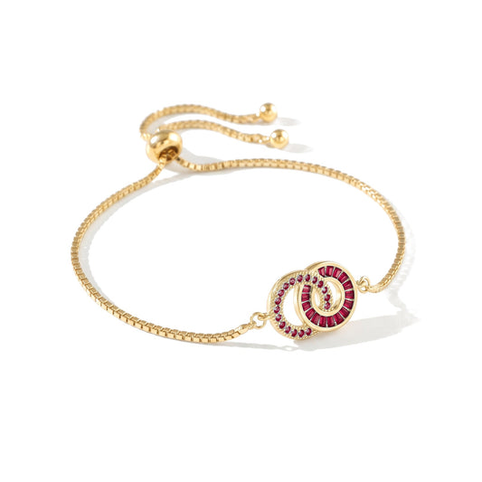 Pulsera madre-hija en oro – Mamá: Enero (Granate), Hija: Enero (Granate)