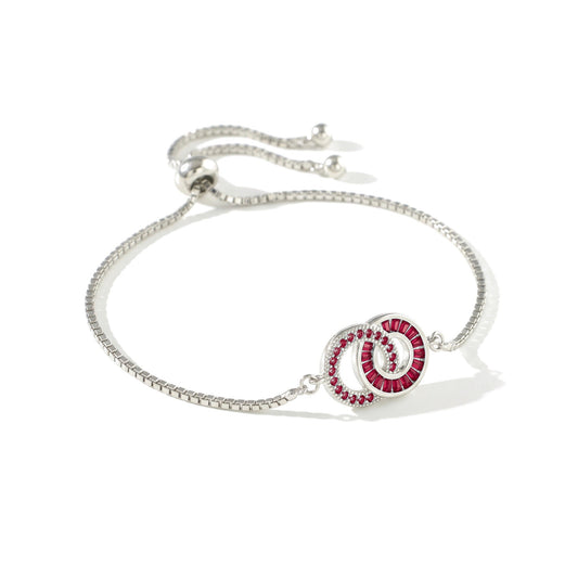 Pulsera madre-hija en plata – Mamá: Enero (Granate), Hija: Enero (Granate)