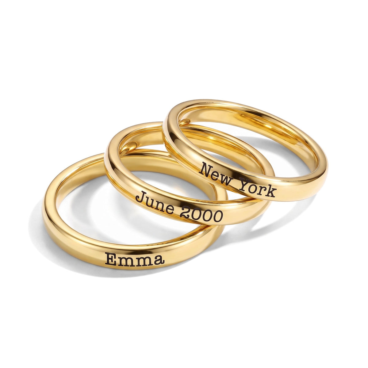 Anillo fino apilable con nombre – oro – foto del producto