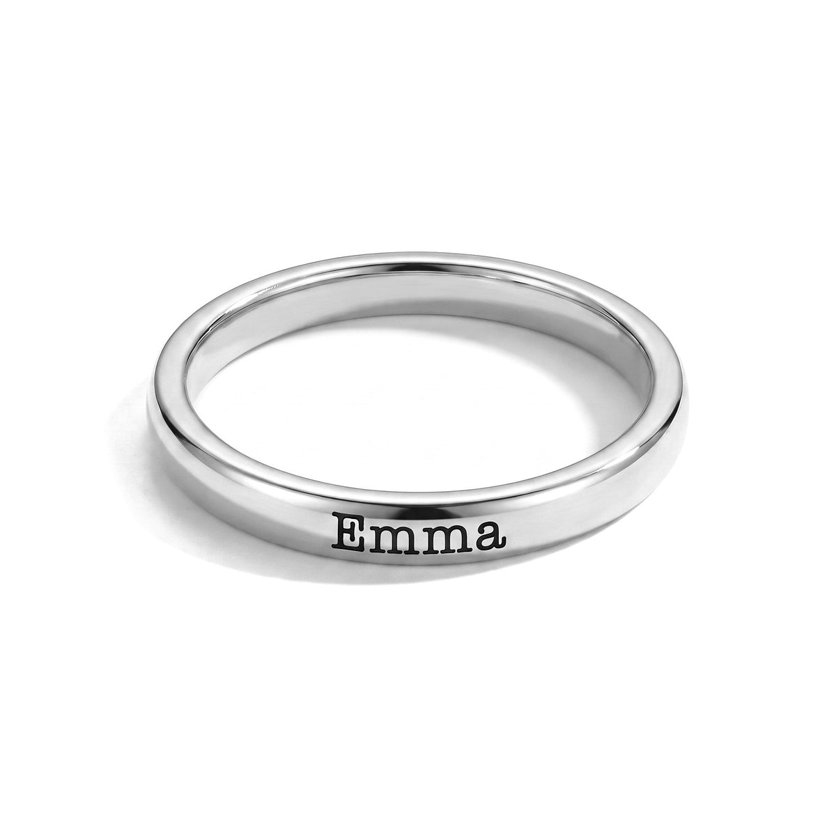 Anillo fino apilable con nombre – plata – foto del producto
