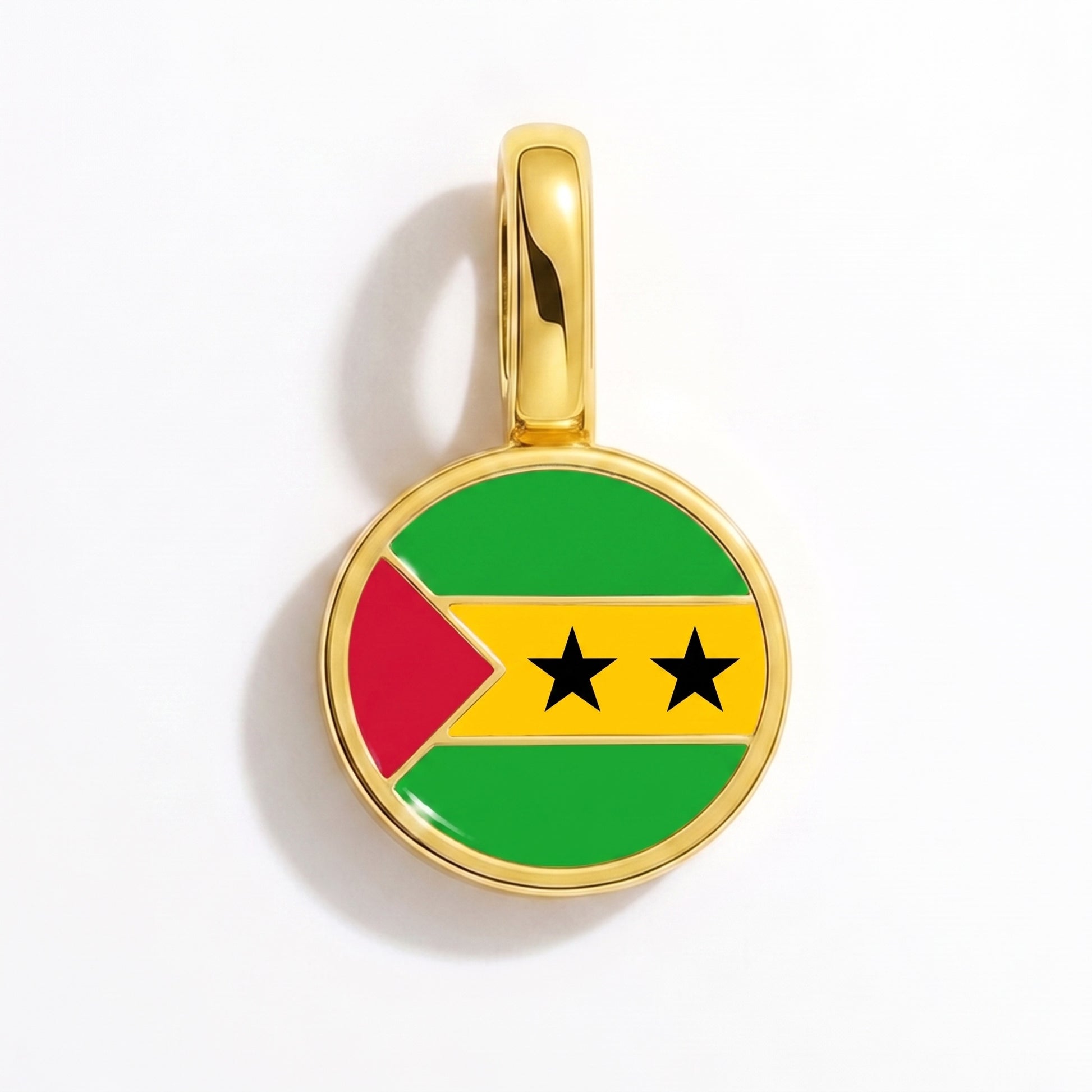 Charm bandera Santo Tomé y Príncipe – redonda oro