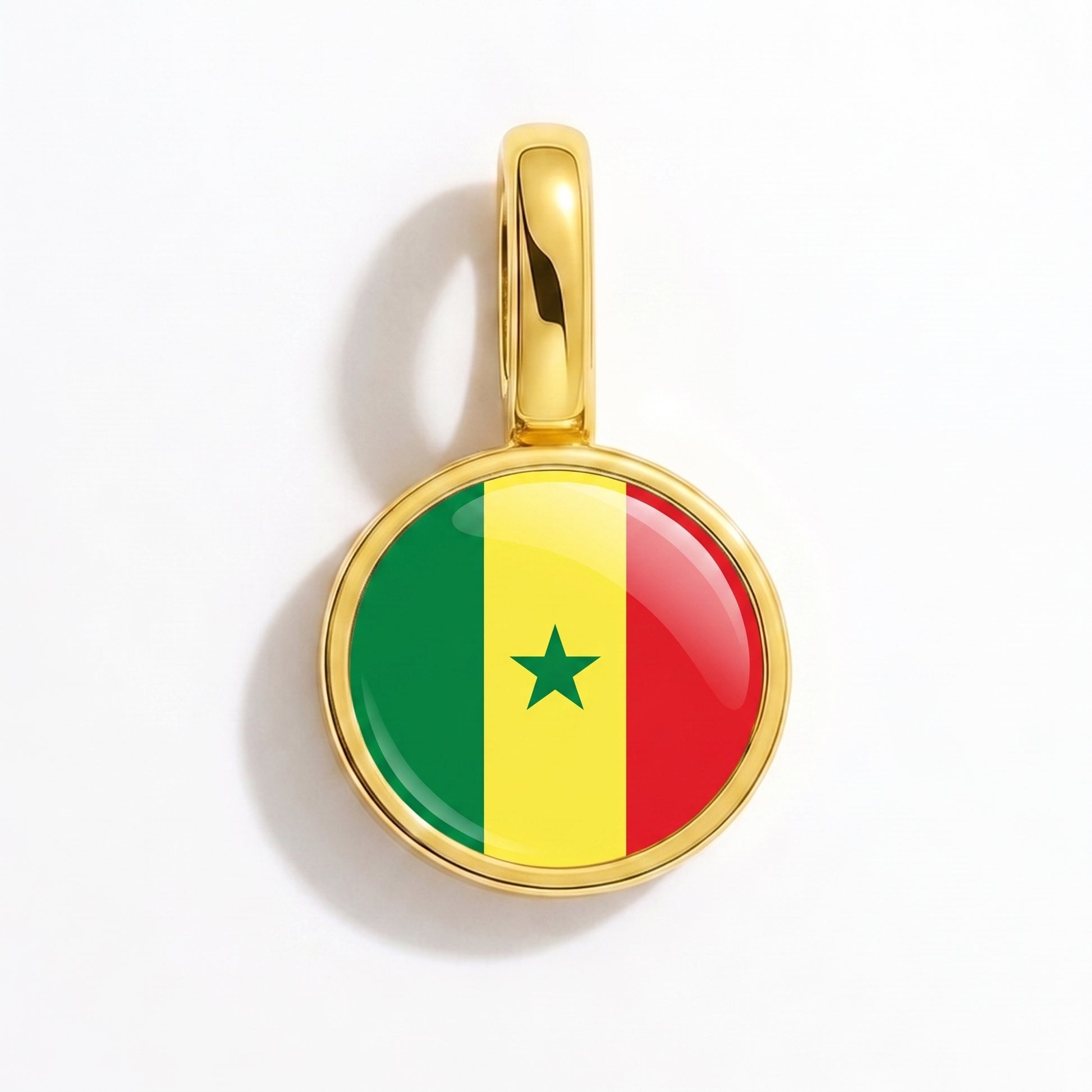Charm bandera Senegal – redonda oro