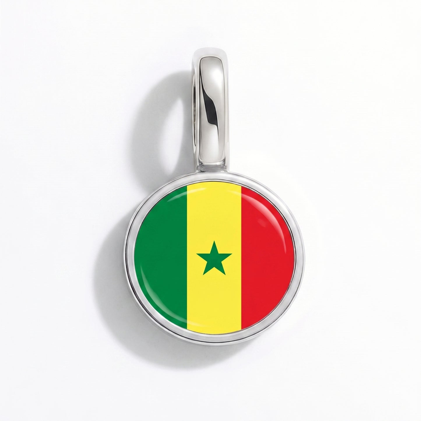 Charm bandera Senegal – redonda plata