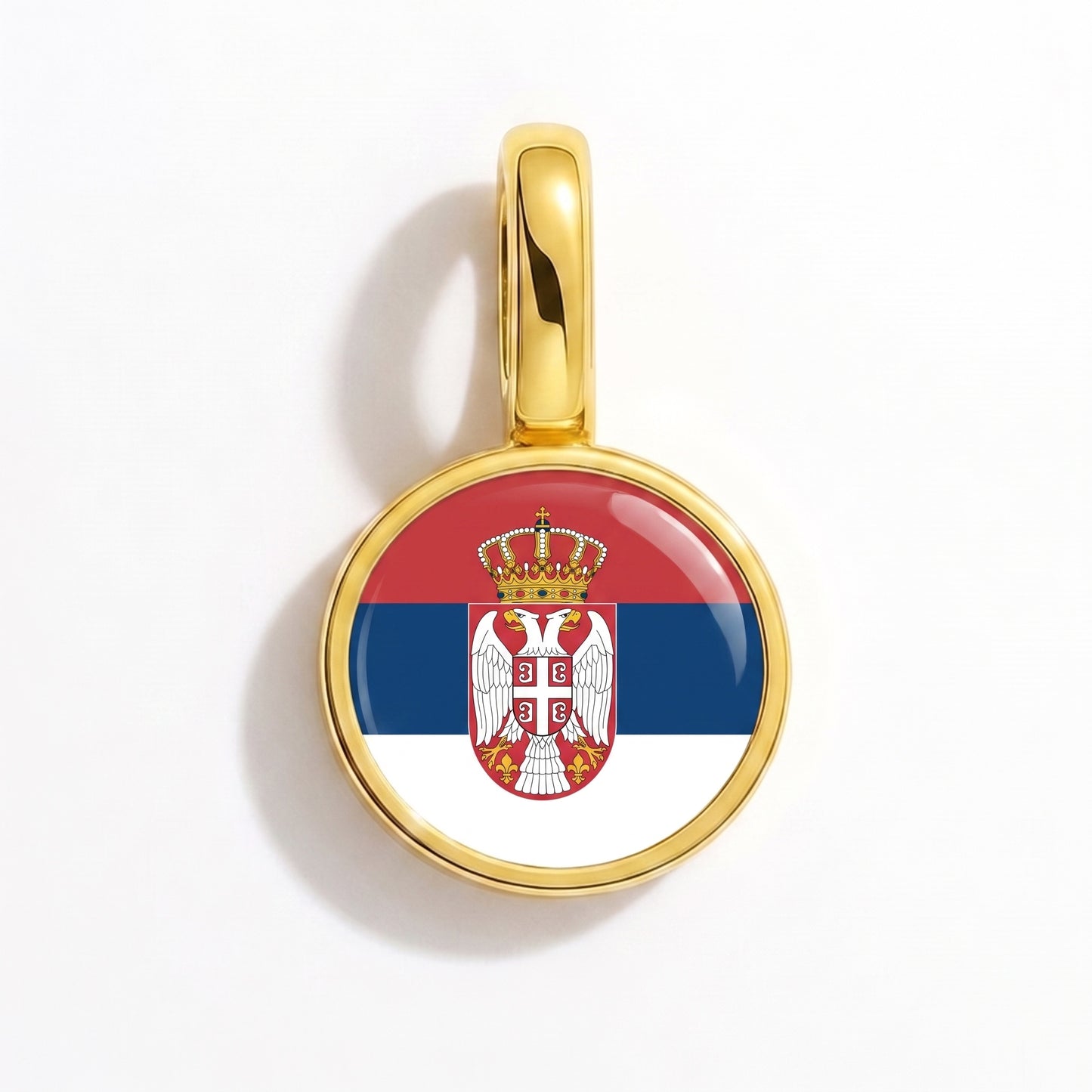 Charm bandera Serbia – redonda oro