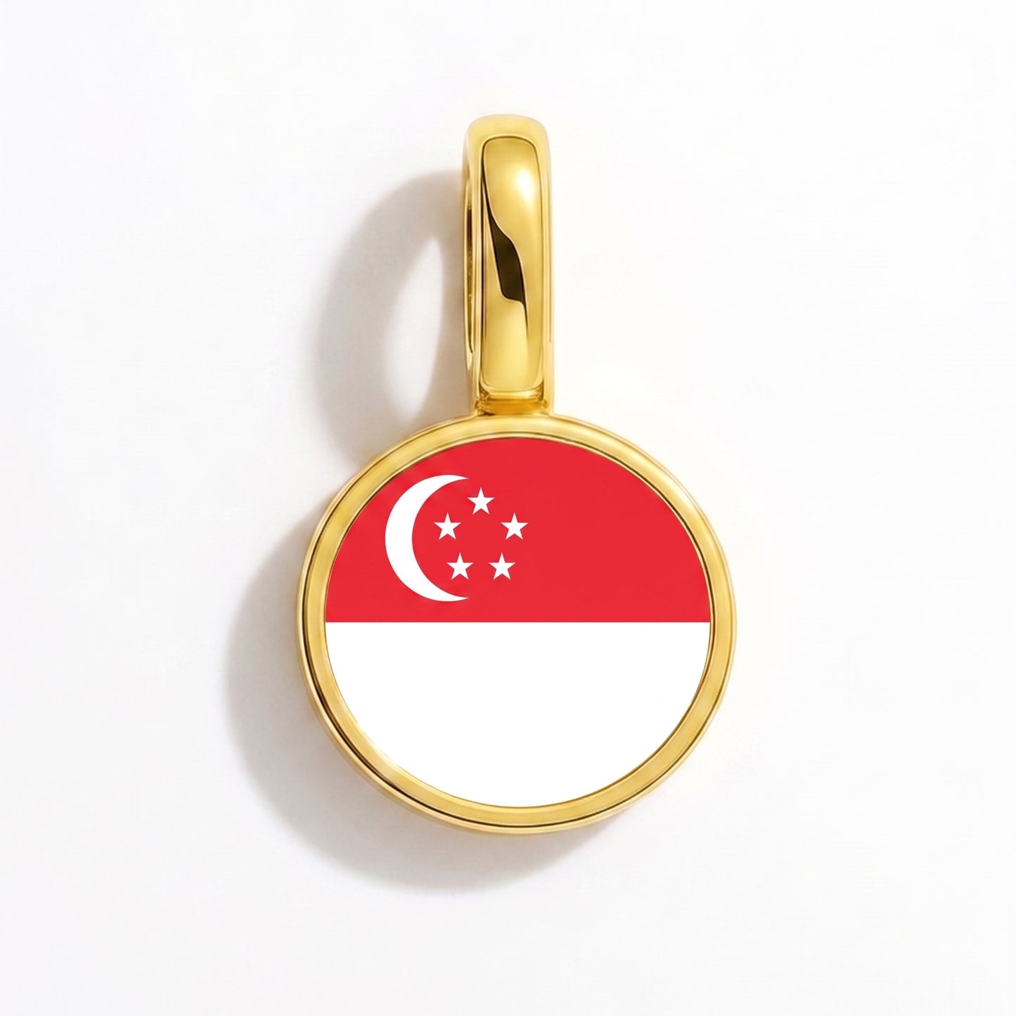 Charm bandera Singapur – redonda oro