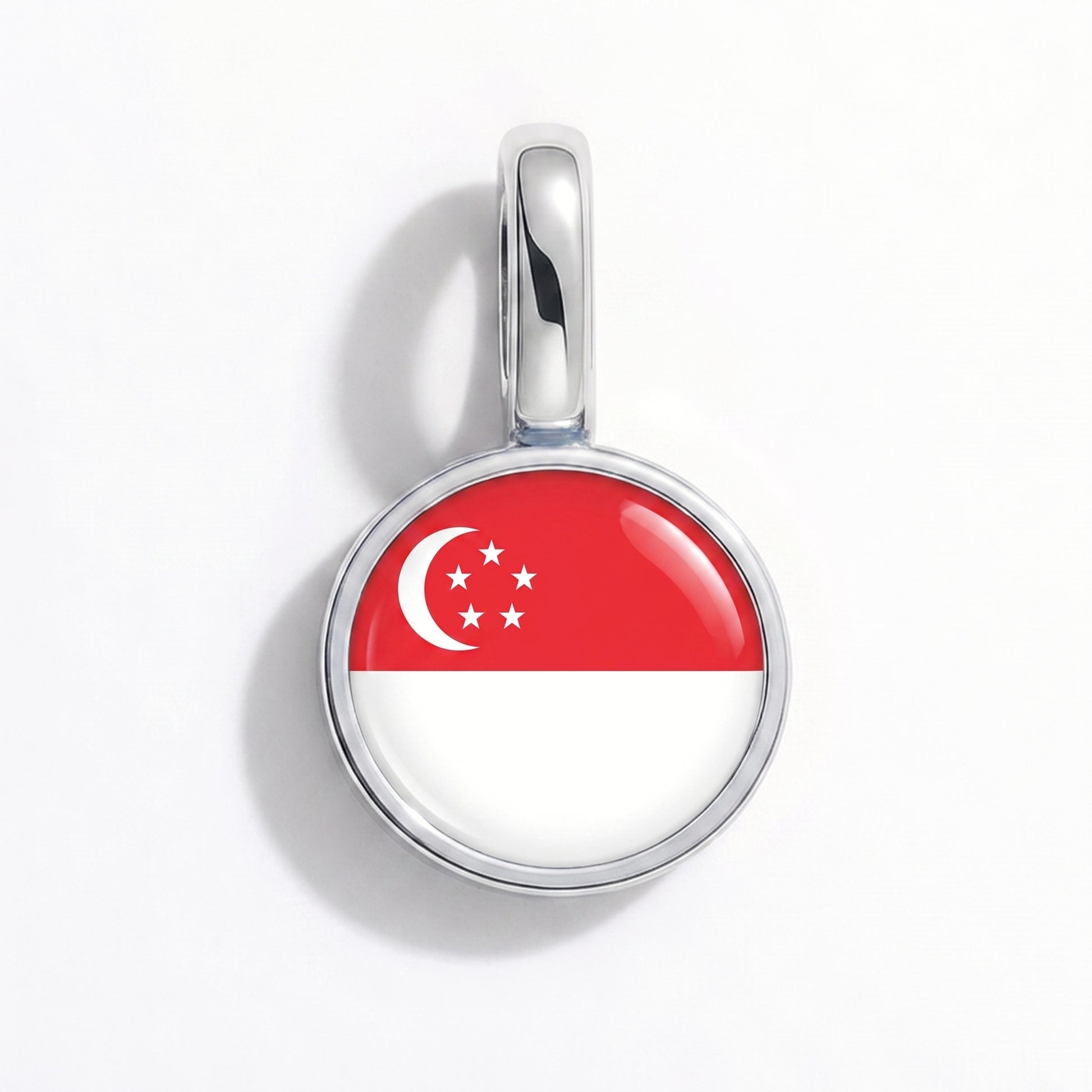 Charm bandera Singapur – redonda plata