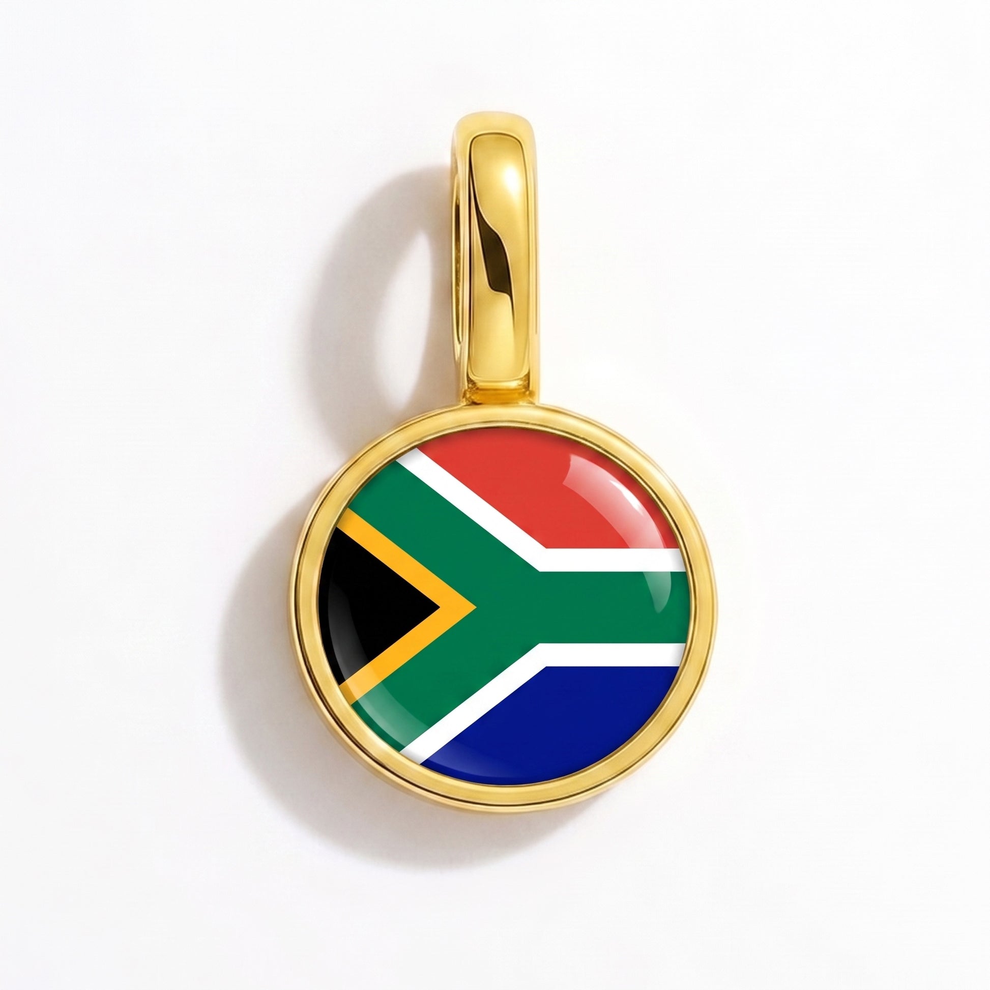 Charm bandera Sudáfrica – redonda oro