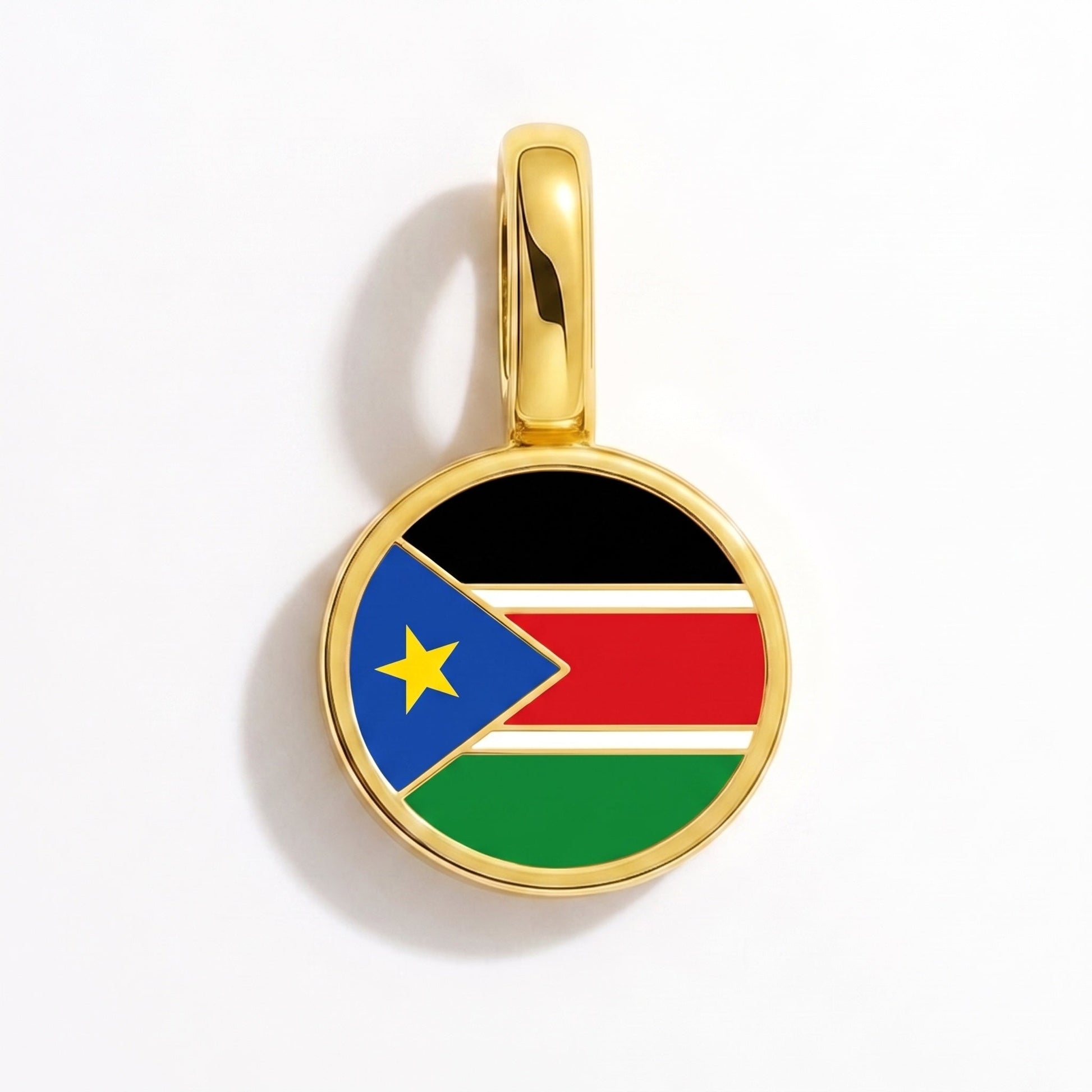 Charm bandera Sudán del Sur – rectangular oro