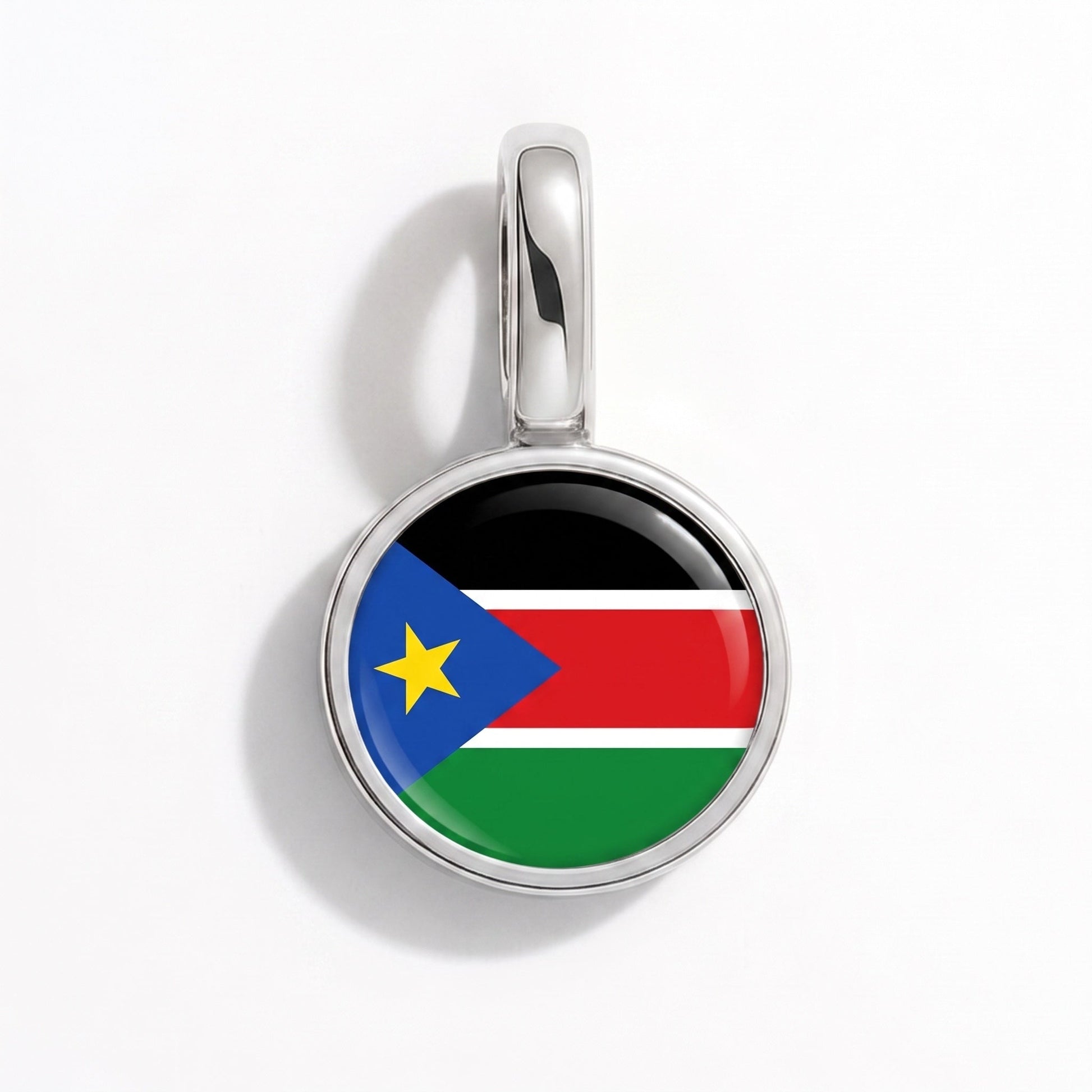 Charm bandera Sudán del Sur – rectangular plata