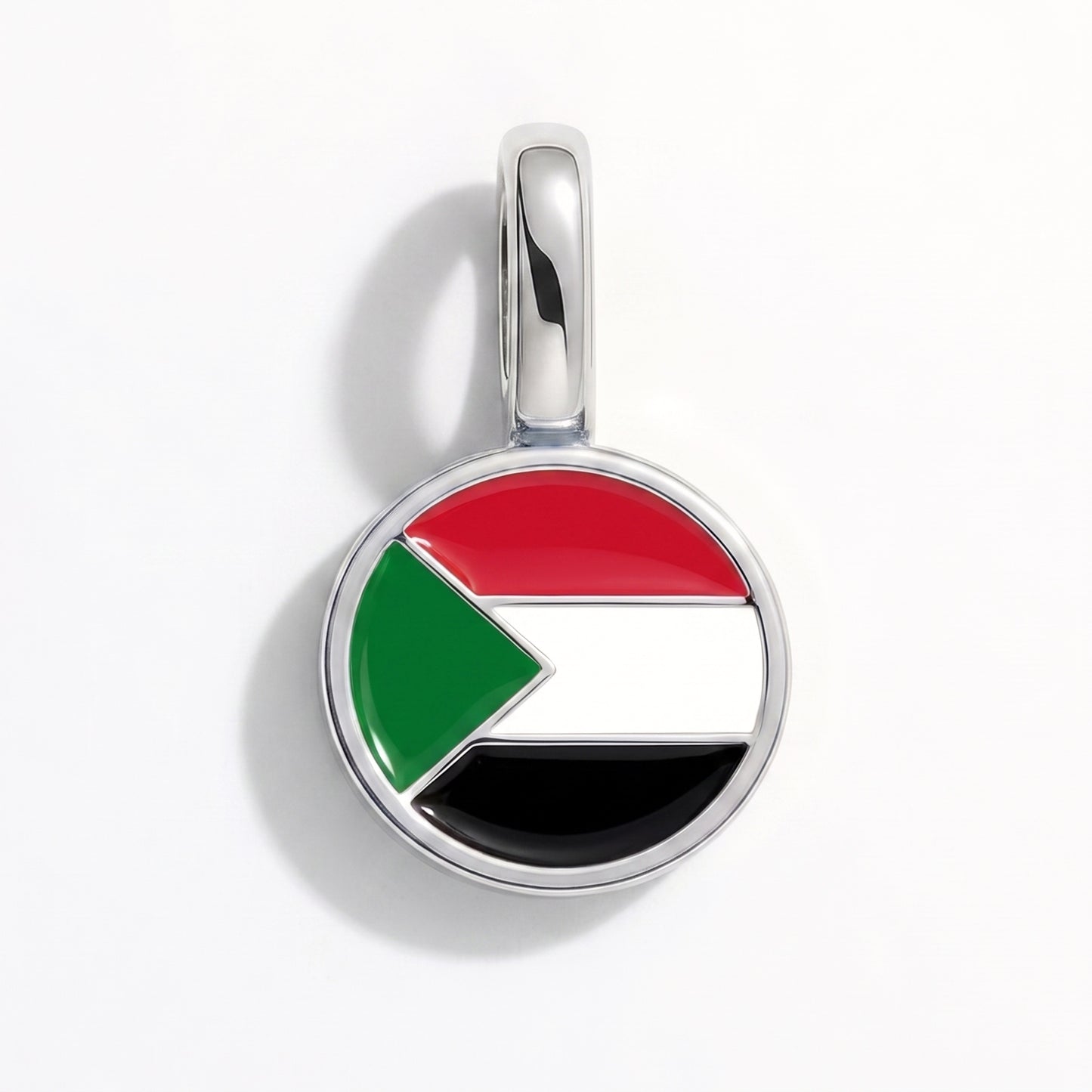 Charm bandera Sudán – redonda plata