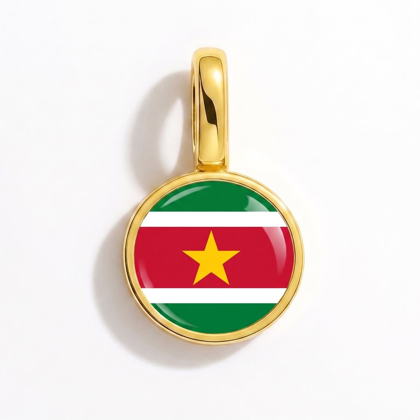 Charm bandera Surinam – redonda oro
