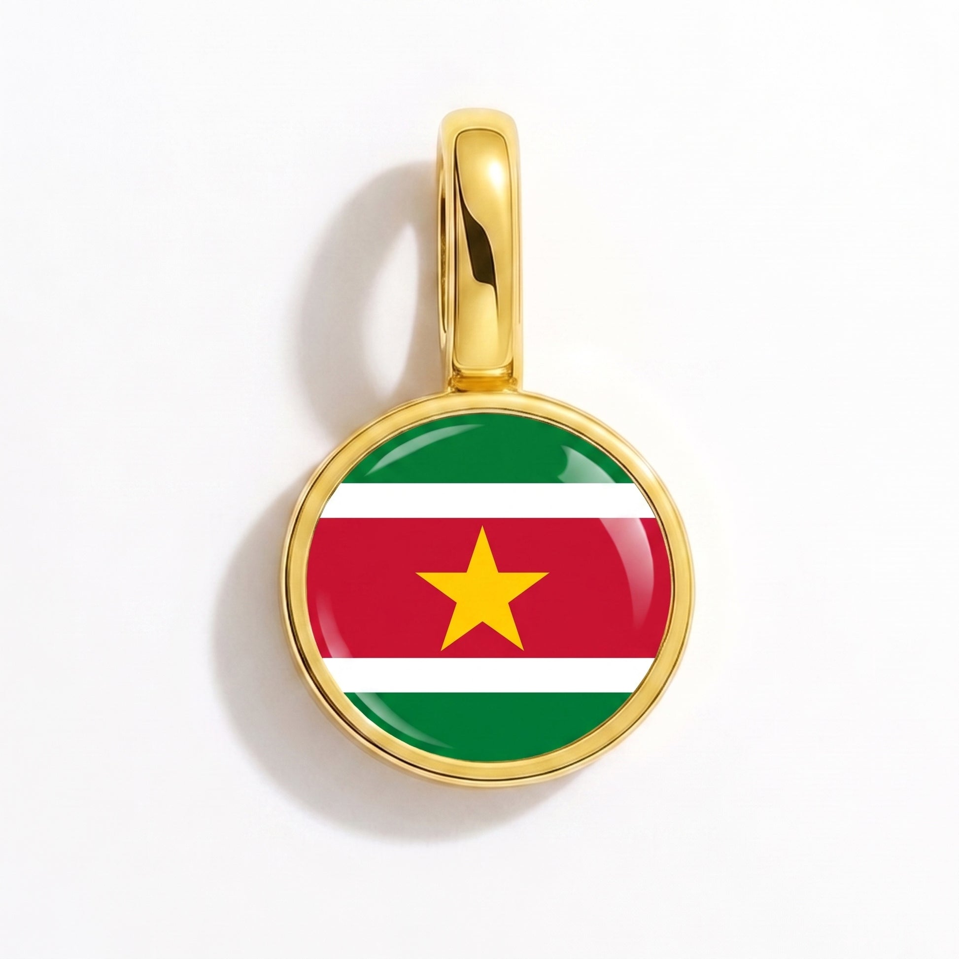 Charm bandera Surinam – redonda oro
