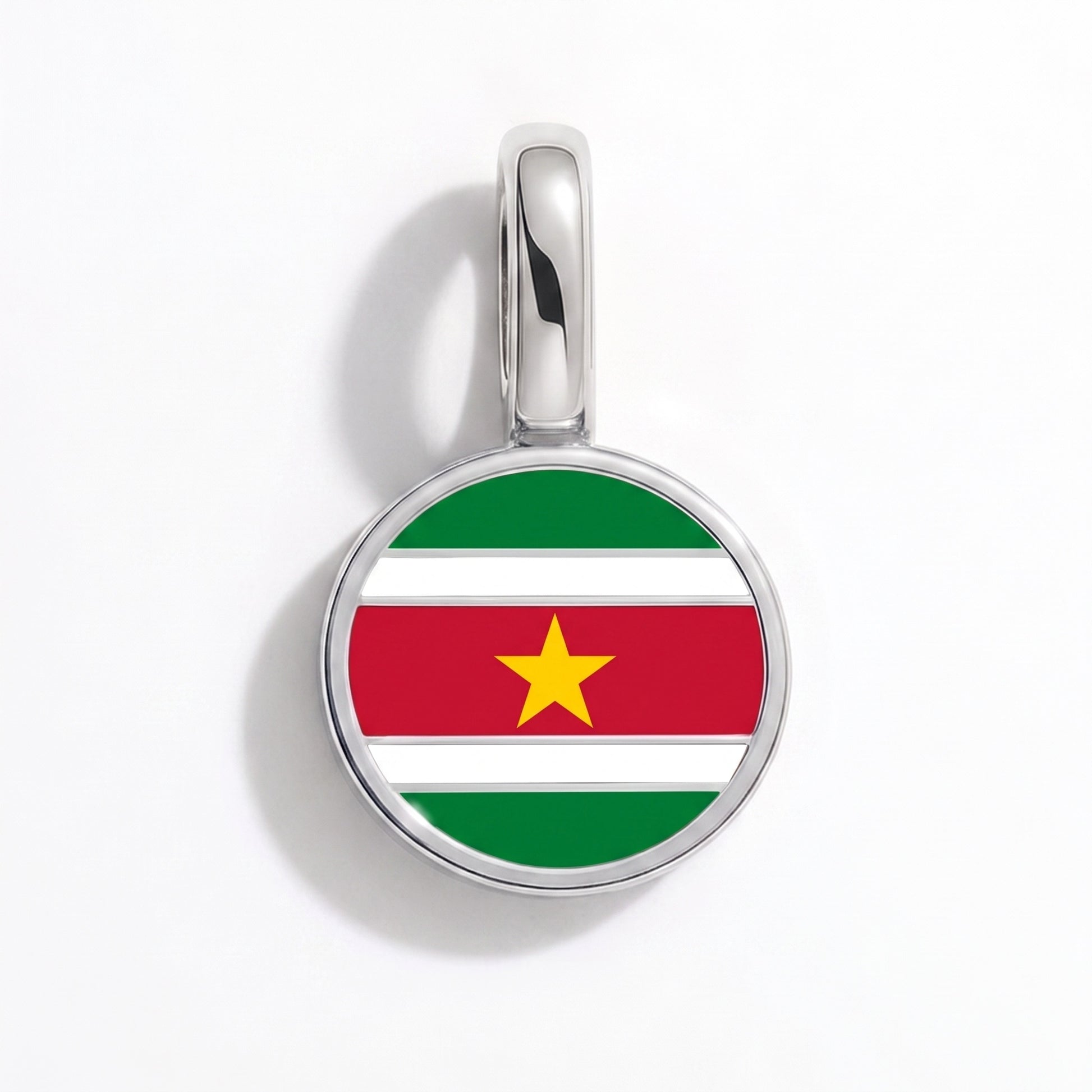 Charm bandera Surinam – redonda plata