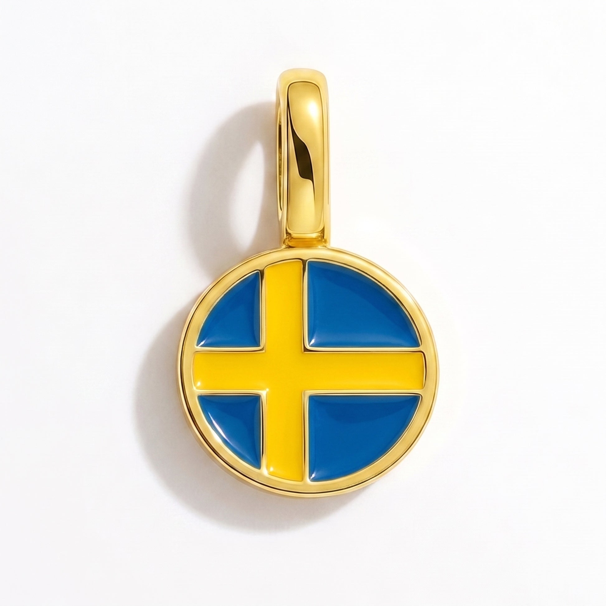 Charm bandera Suecia – redonda oro