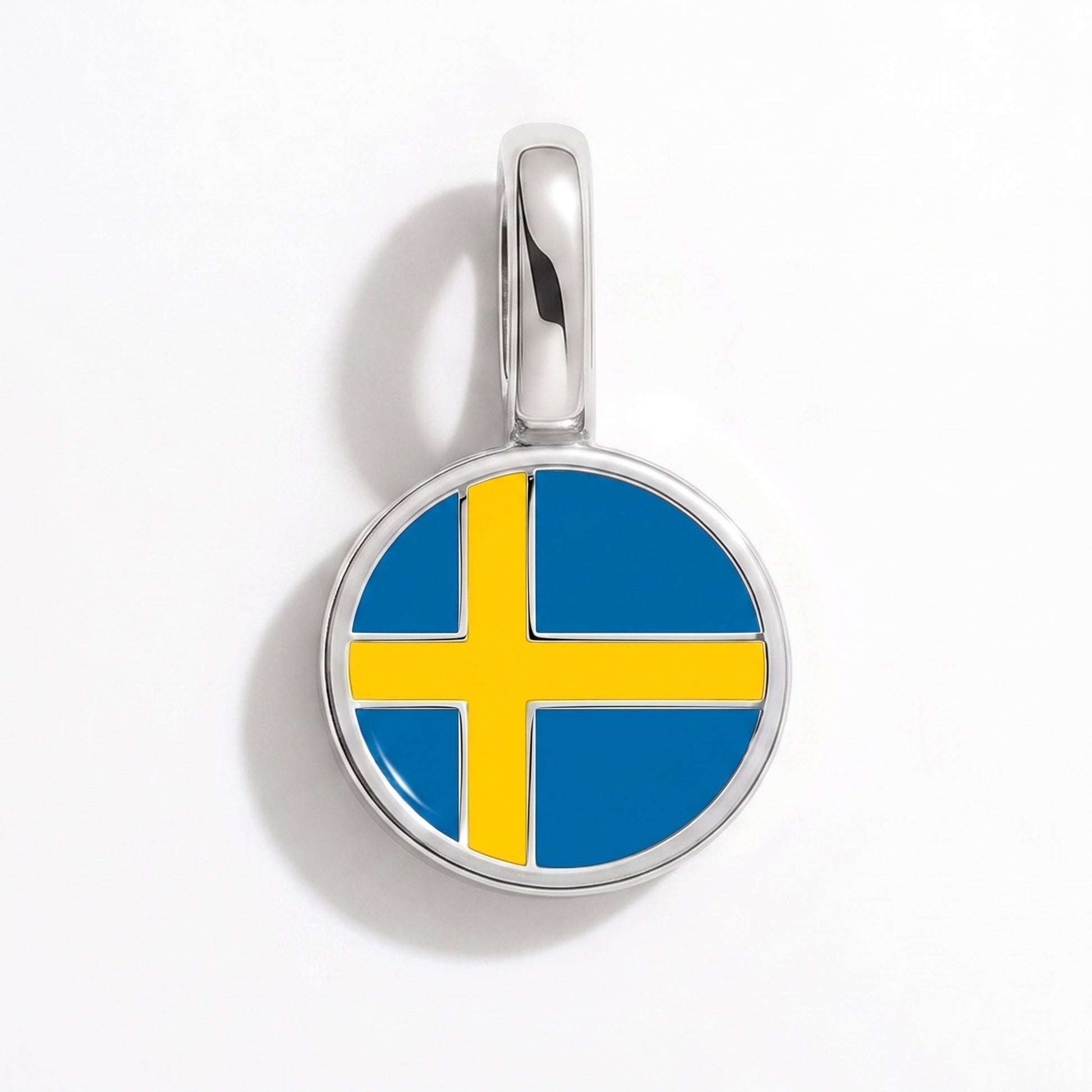 Charm bandera Suecia – rectangular plata