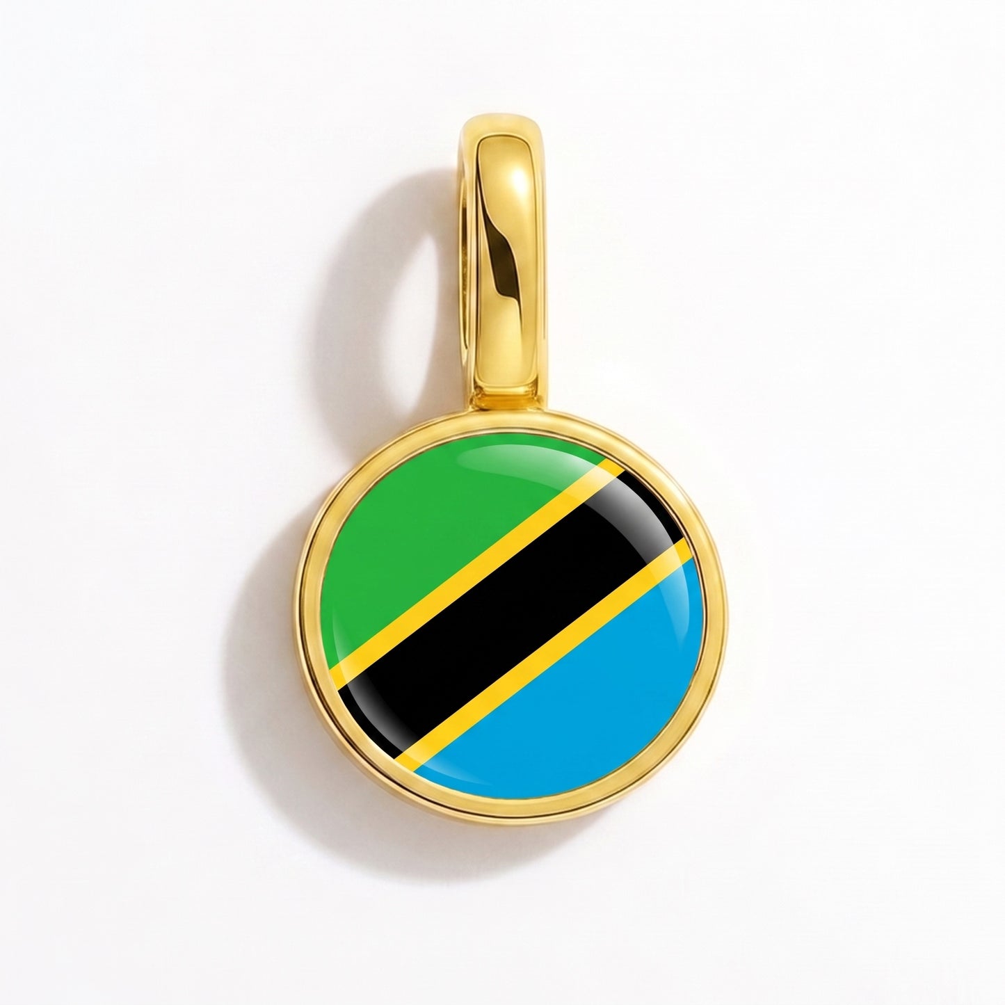Charm bandera Tanzania – redonda oro