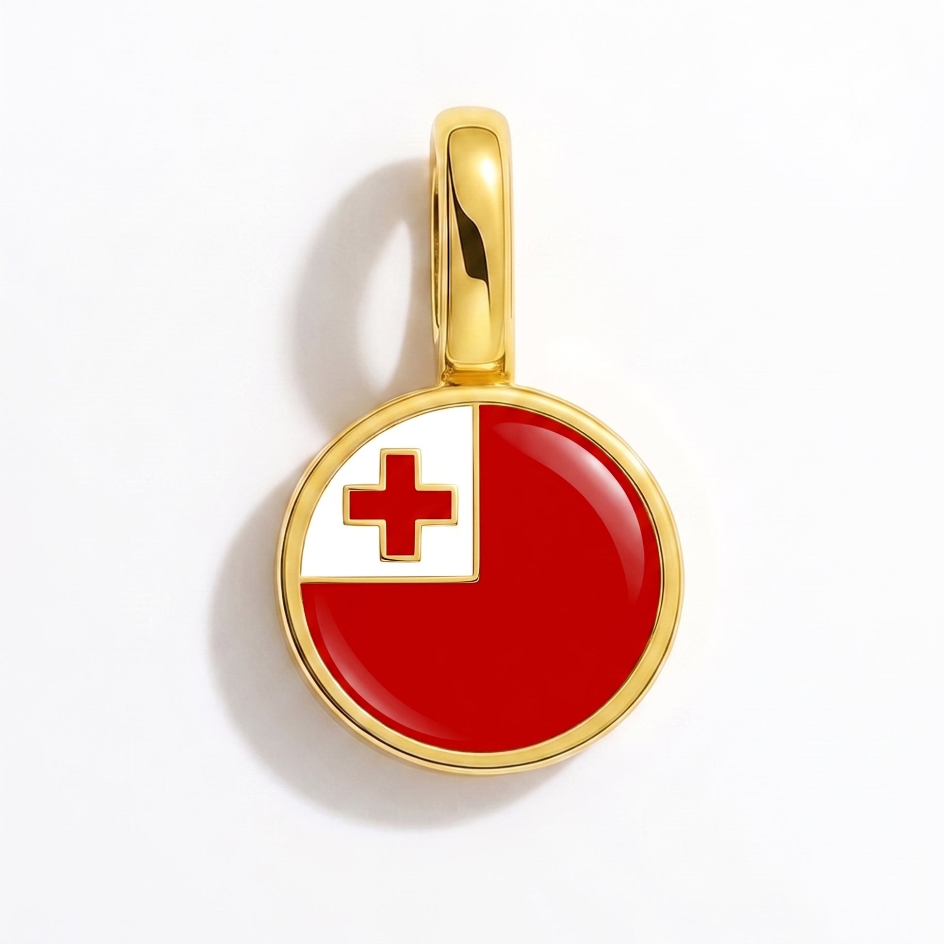 Charm bandera Tonga – redonda oro