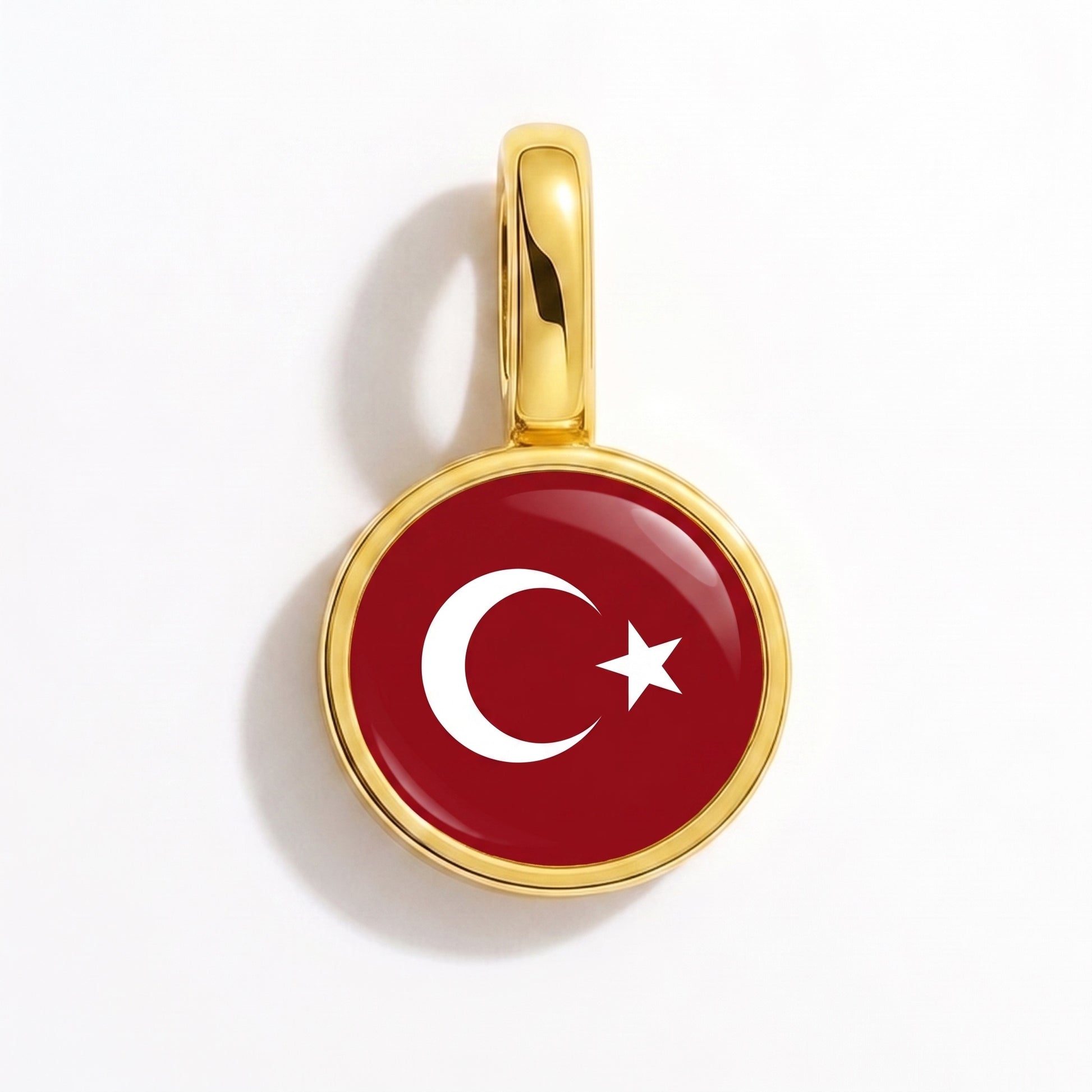 Charm bandera Turquía – redonda oro
