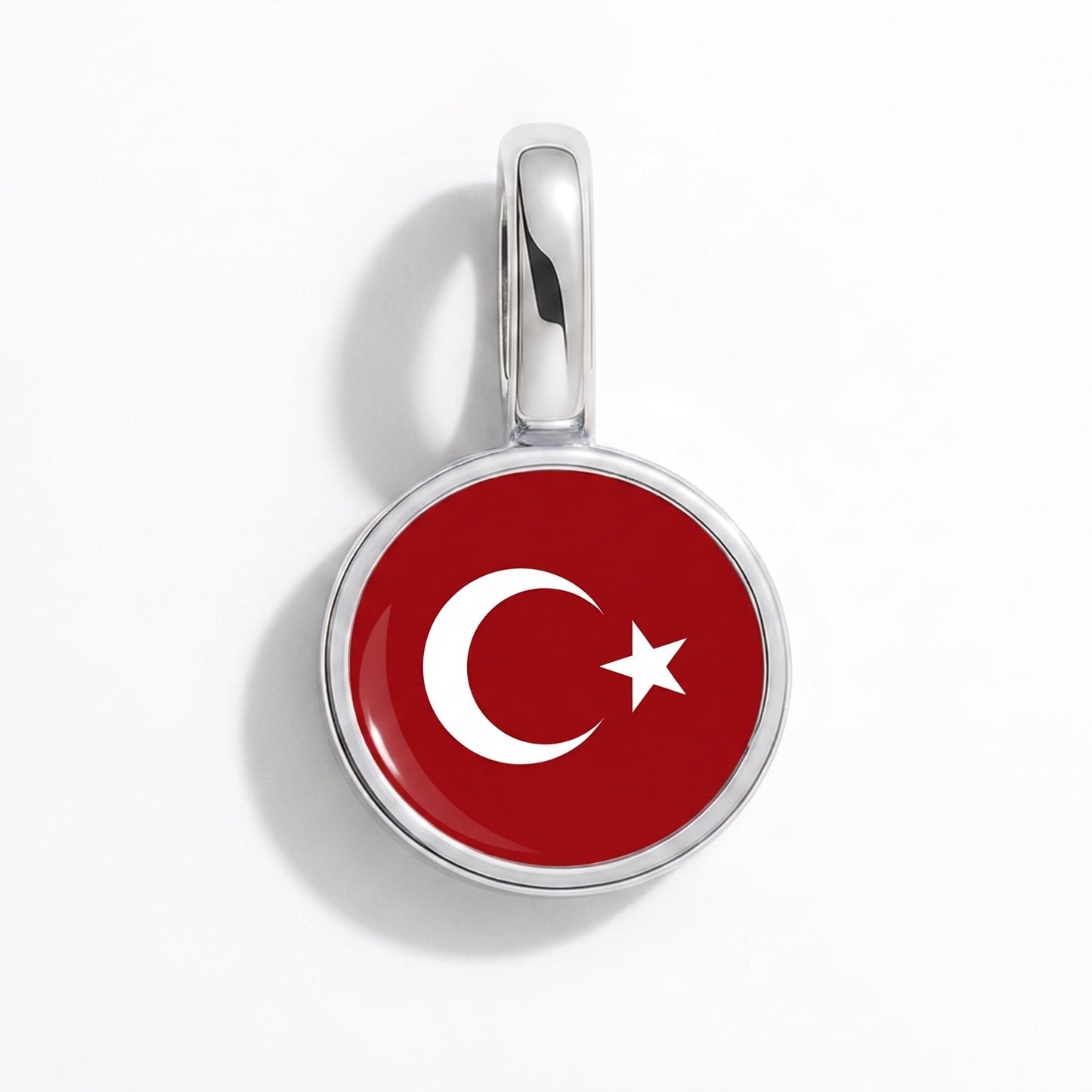 Charm bandera Turquía – rectangular plata