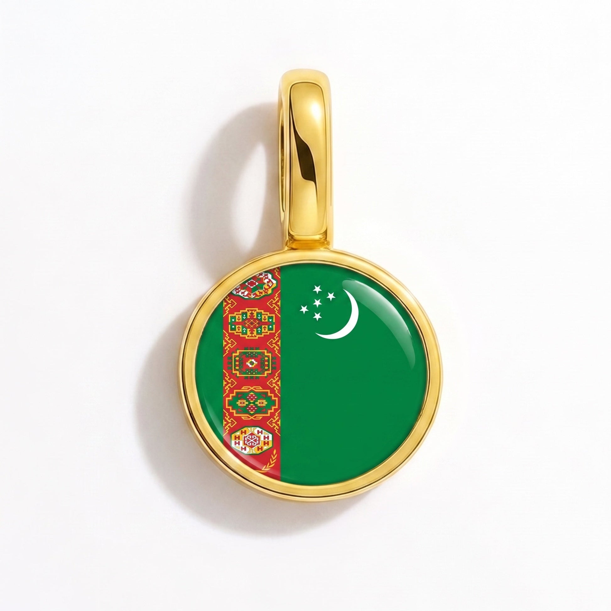 Charm bandera Turkmenistán – rectangular oro