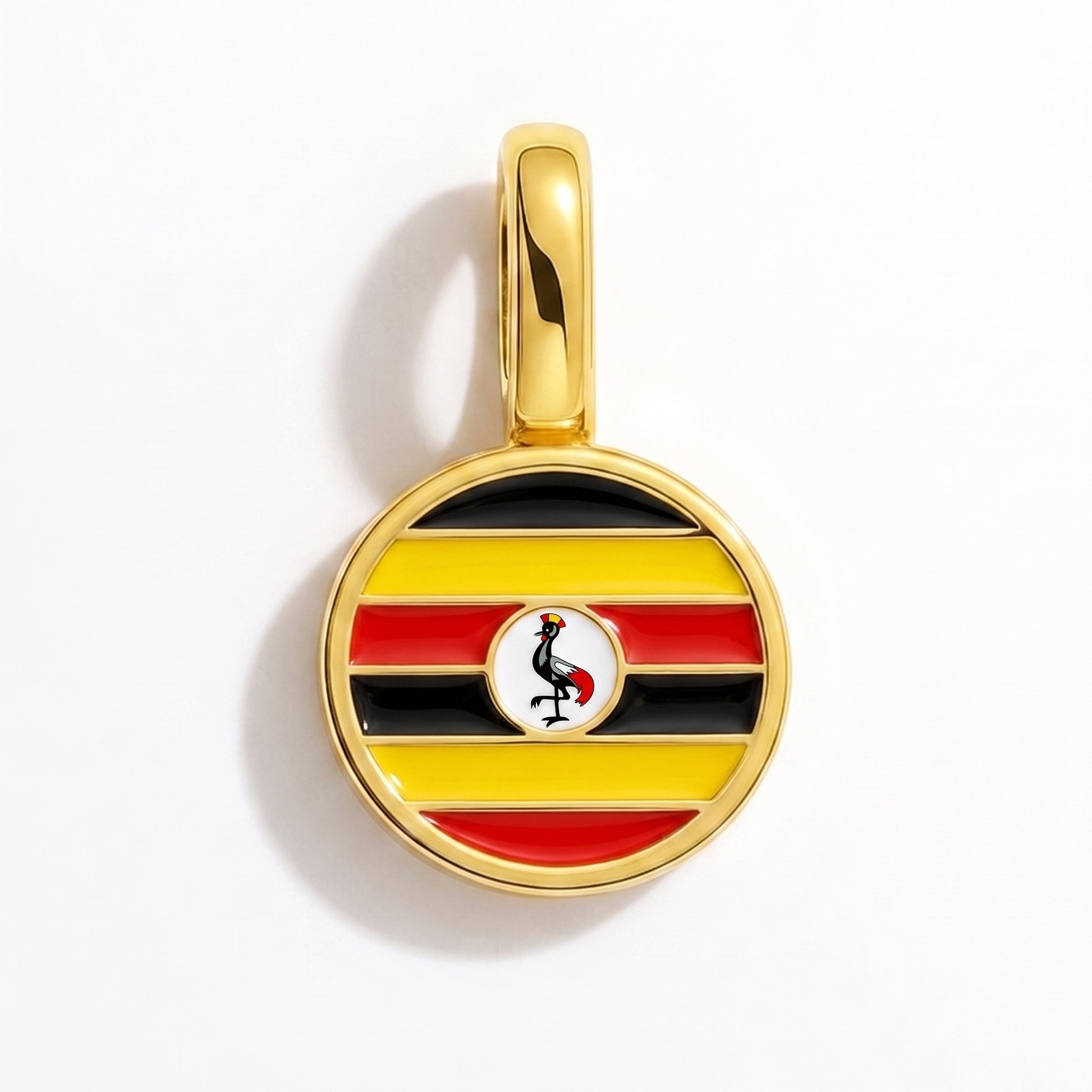 Charm bandera Uganda – redonda oro