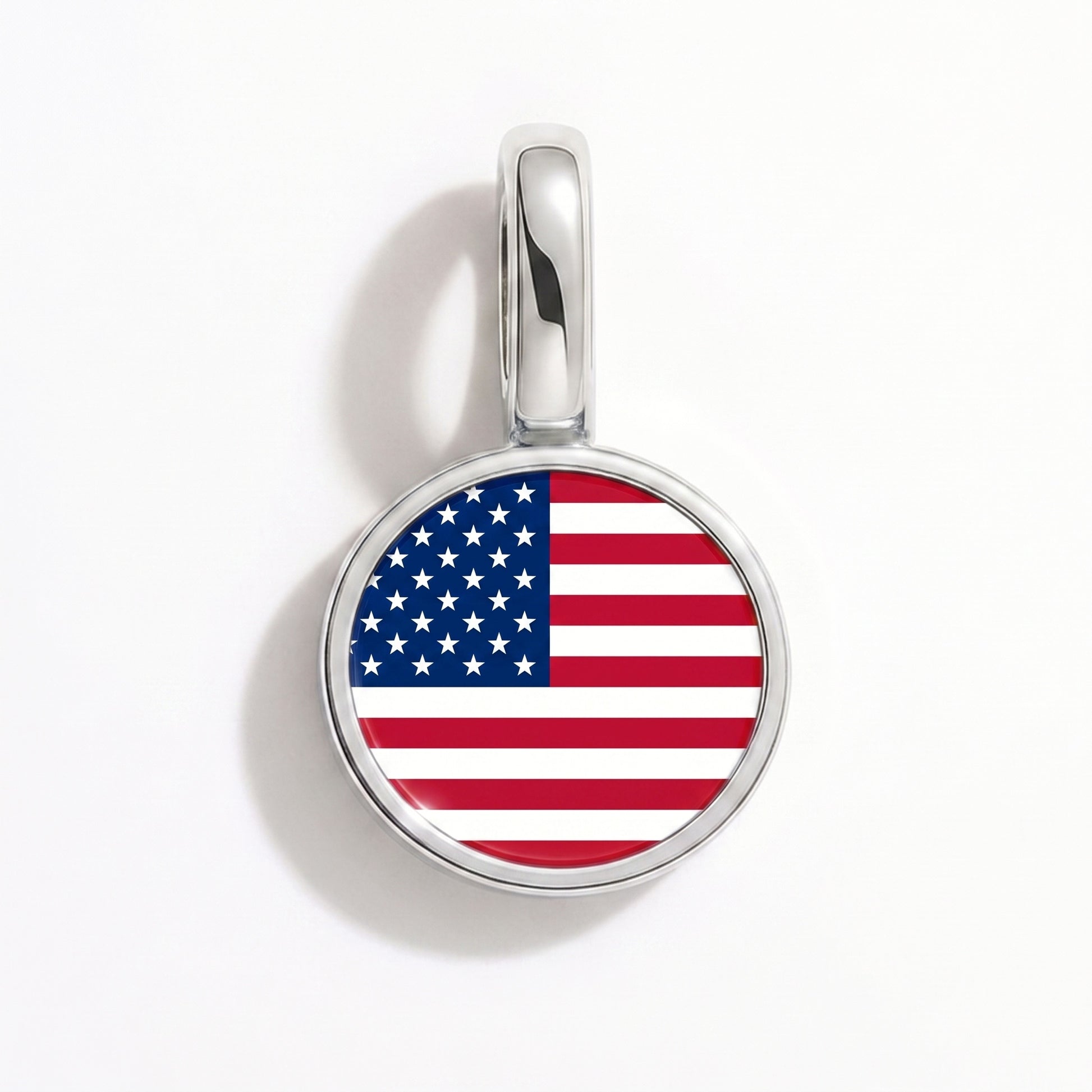 Charm bandera Estados Unidos – redonda plata