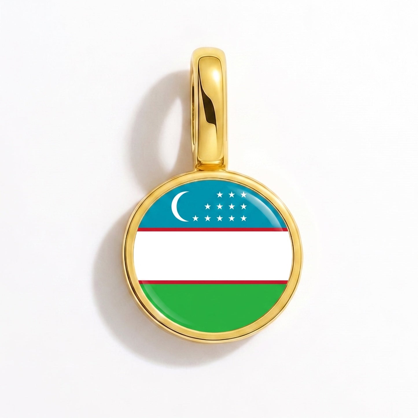 Charm bandera Uzbekistán – rectangular oro