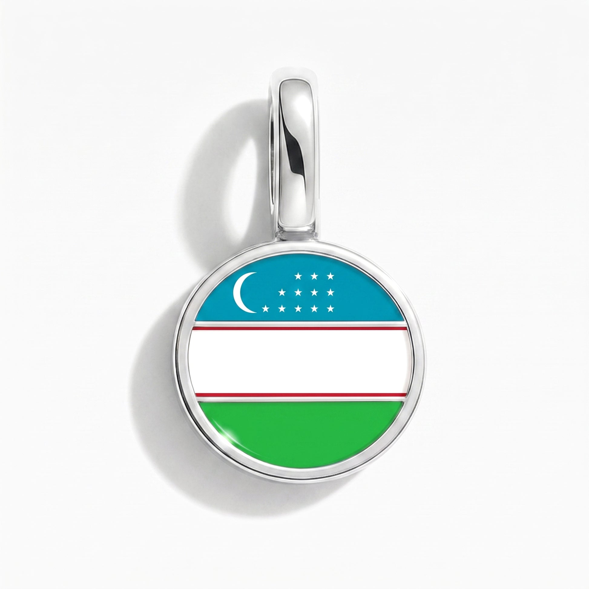 Charm bandera Uzbekistán – redonda plata