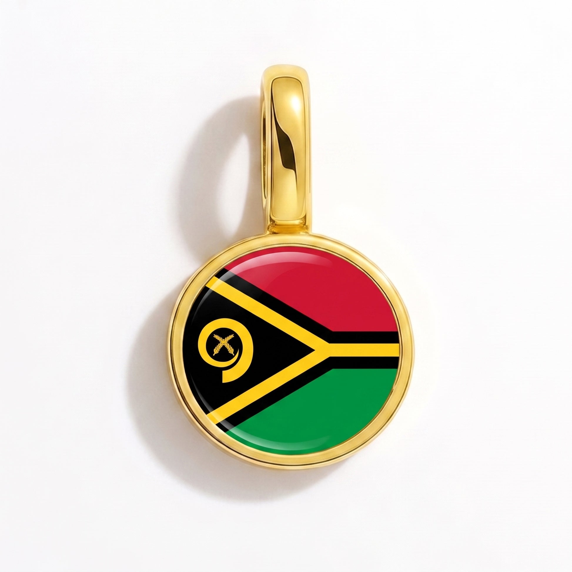 Charm bandera Vanuatu – redonda oro